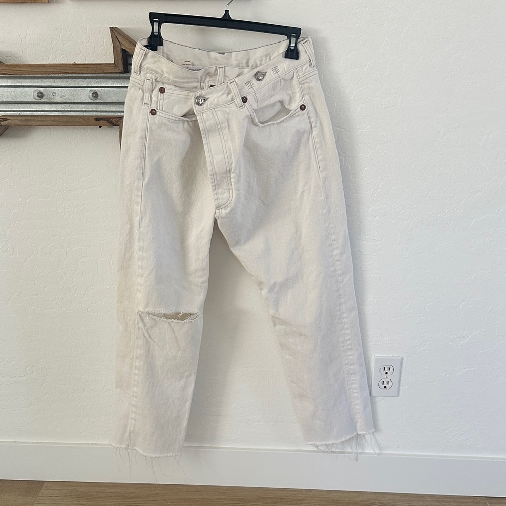 R13 Norma White Crossover Distressed Jeans